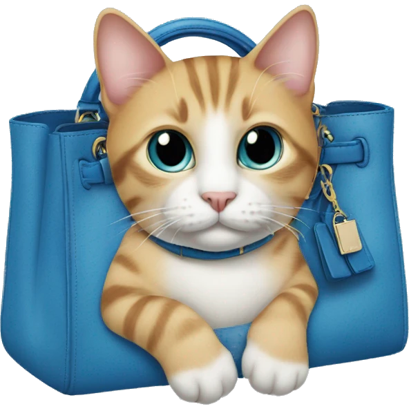 cat in a blue birkin bag emoji