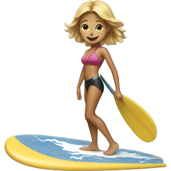 Heidi on a surfboard  emoji
