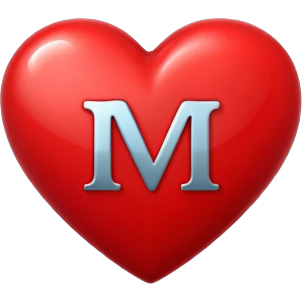 Romantic red heart with letter M emoji