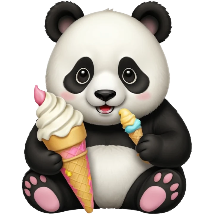 Panda eating ice cream emoji