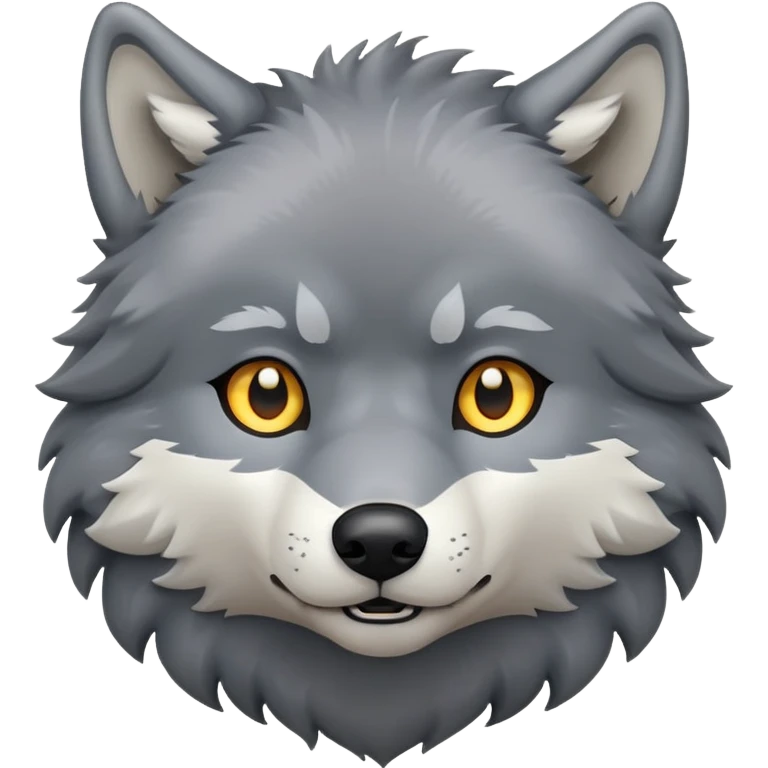 Wolf cute, full body, gray emoji