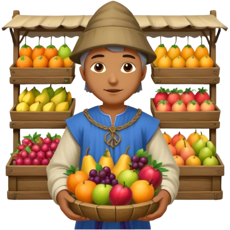 merchant in medieval time with fruit stand emoji
