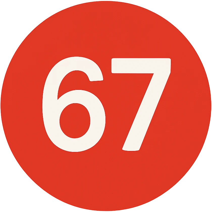 red circle emoji that says "67" emoji