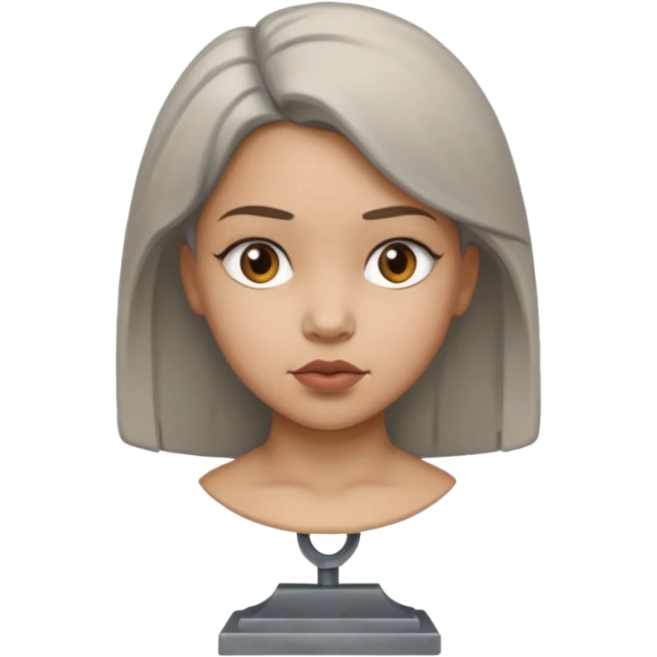 gray metal painted girl bust face included emoji
