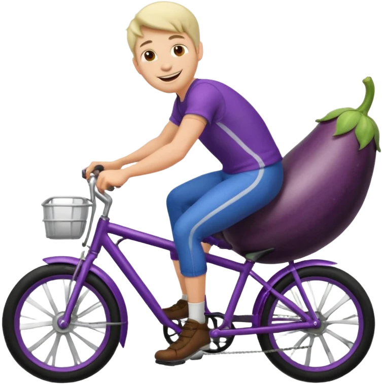 Guy riding a eggplant like a bike emoji emoji