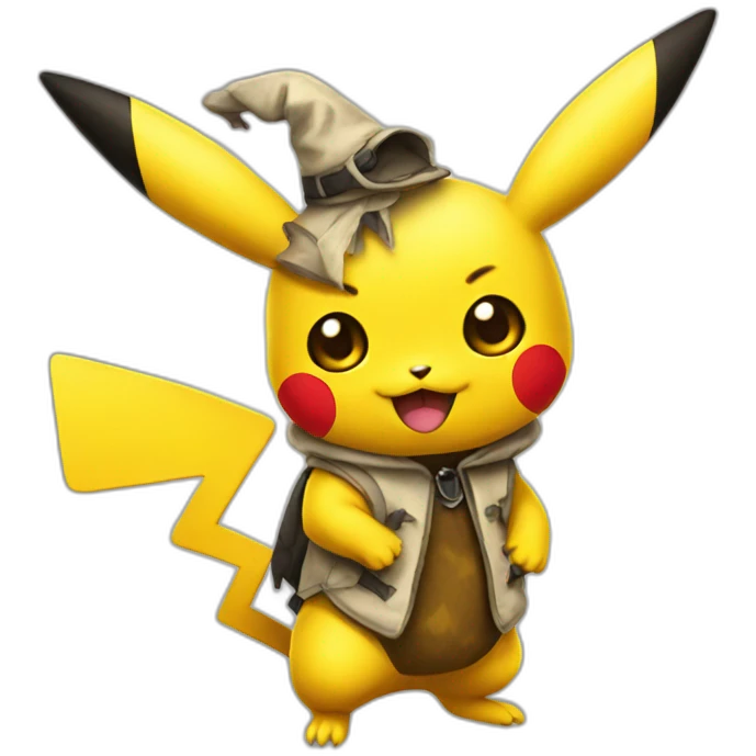 Pikachu with Halloween costume emoji