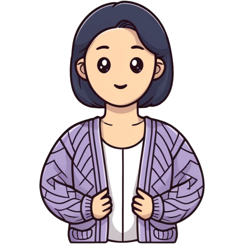 gray woman knit cardigan emoji