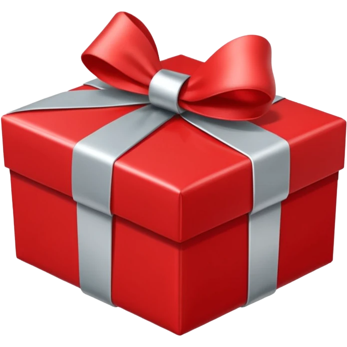 red gift box wrapped with silver ribbon emoji