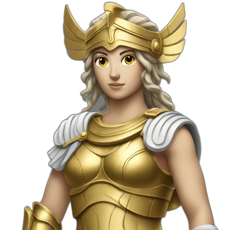 Sculpture of Athena the Greek goddess with her golden armour  emoji
