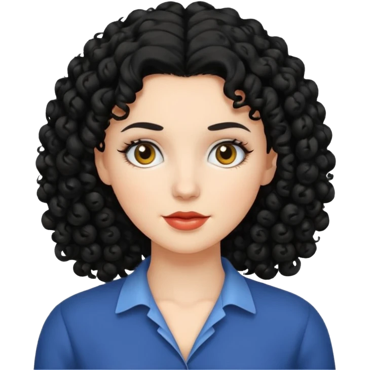 mujer blanca con cabello rizado negro emoji