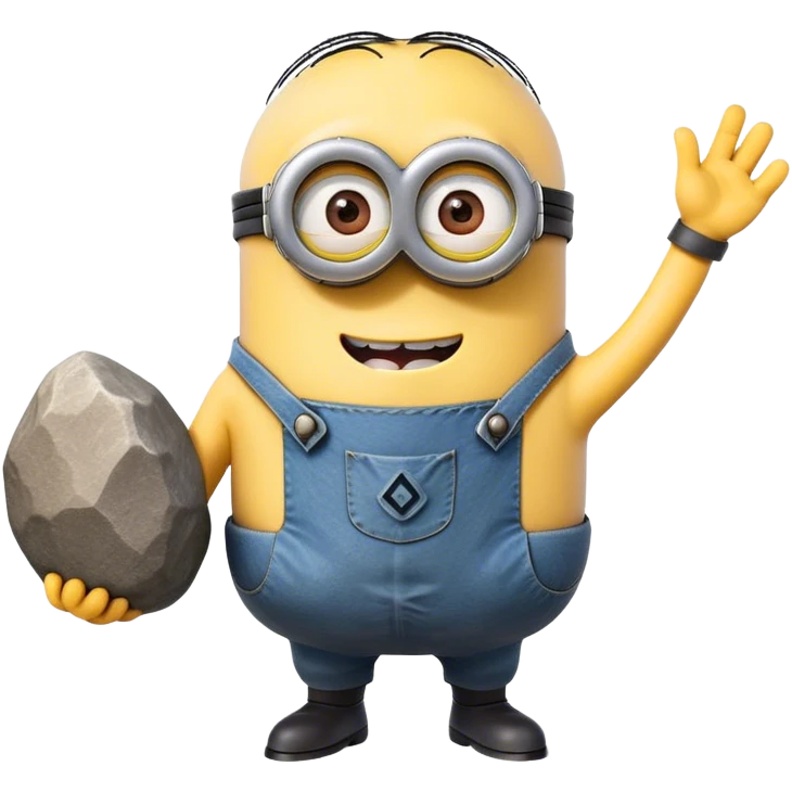 minion with a large rock emoji