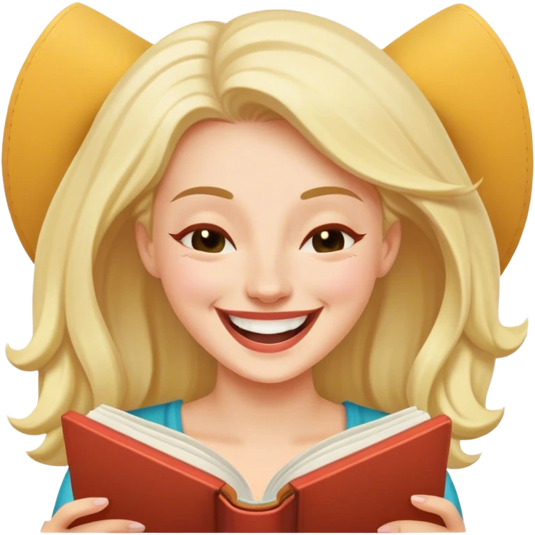 laughing woman reading novel emoji