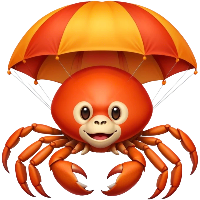 monkey-crab flying with big parachute emoji