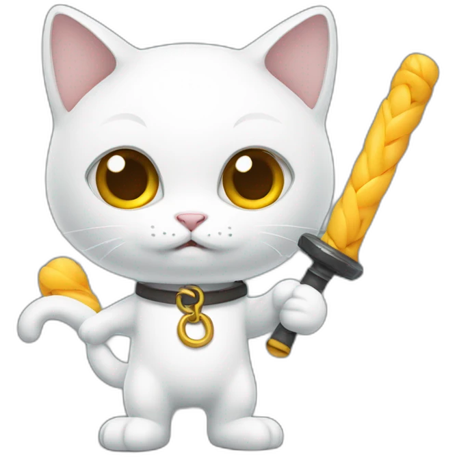 White-cat-with-nunchucks emoji