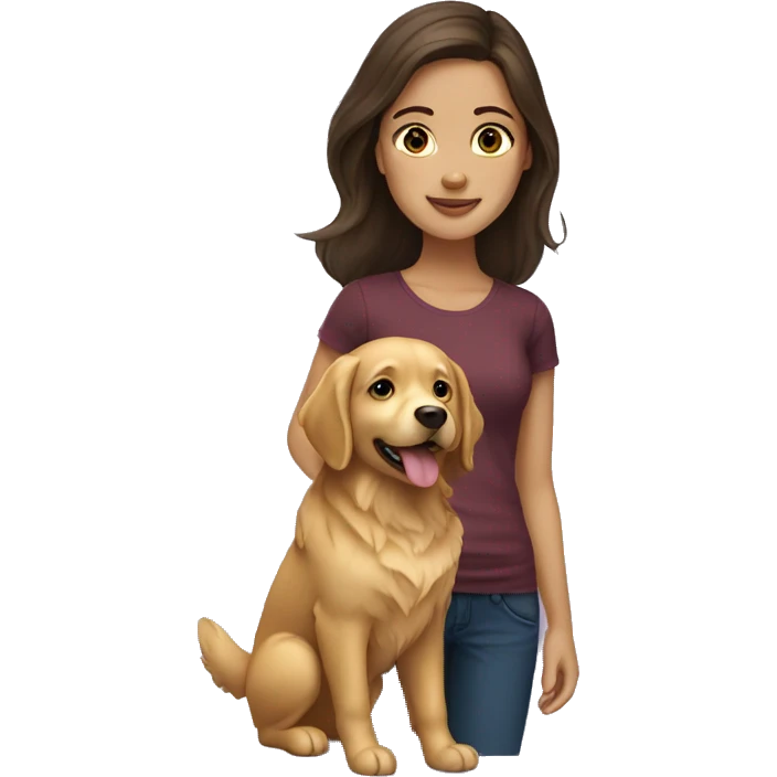 Brunette girl with golden retriever  emoji