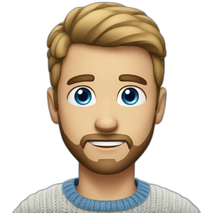 guy with a short haircut and blue eyes, short beard in a sweater emoji