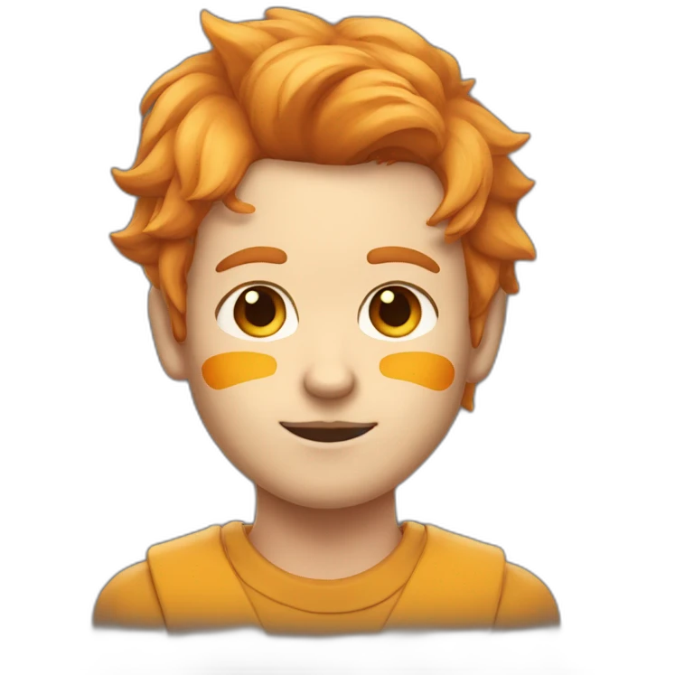 guy with fox ears two triangle markings on the cheeks eyes yellow and ginger hair emoji
