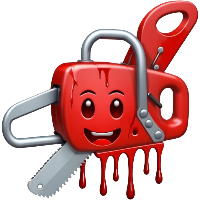 Chainsaw, blood dripping, cartoon horror emoji, no background emoji