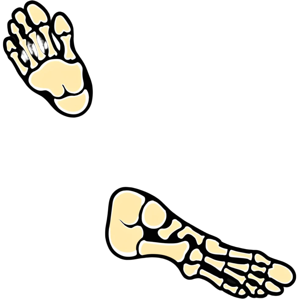 skeleton foot with visible bones, anatomical bone structure of human foot emoji