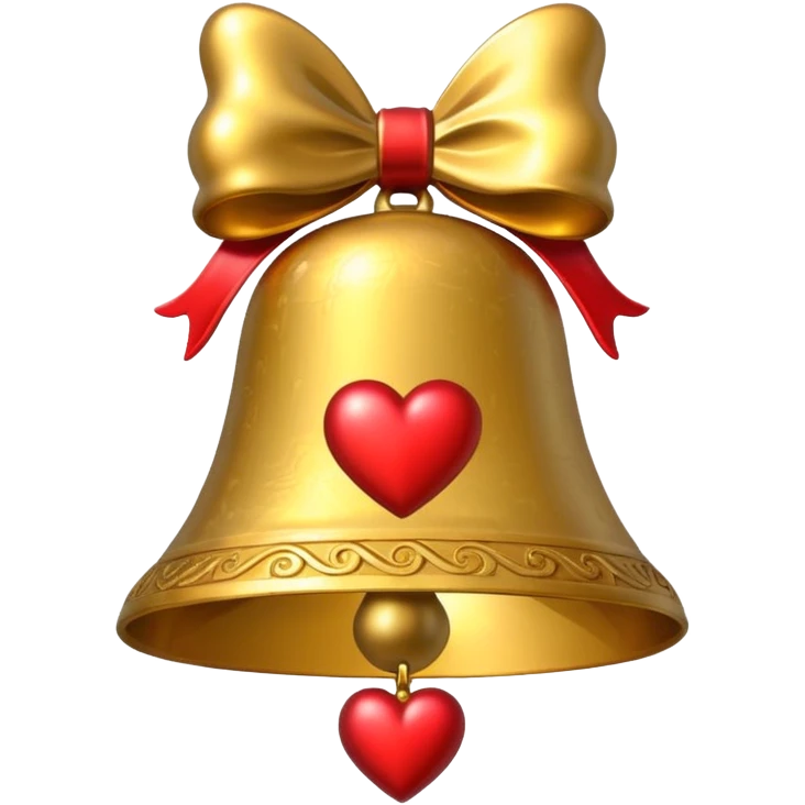 heart on gold Christmas bell emoji