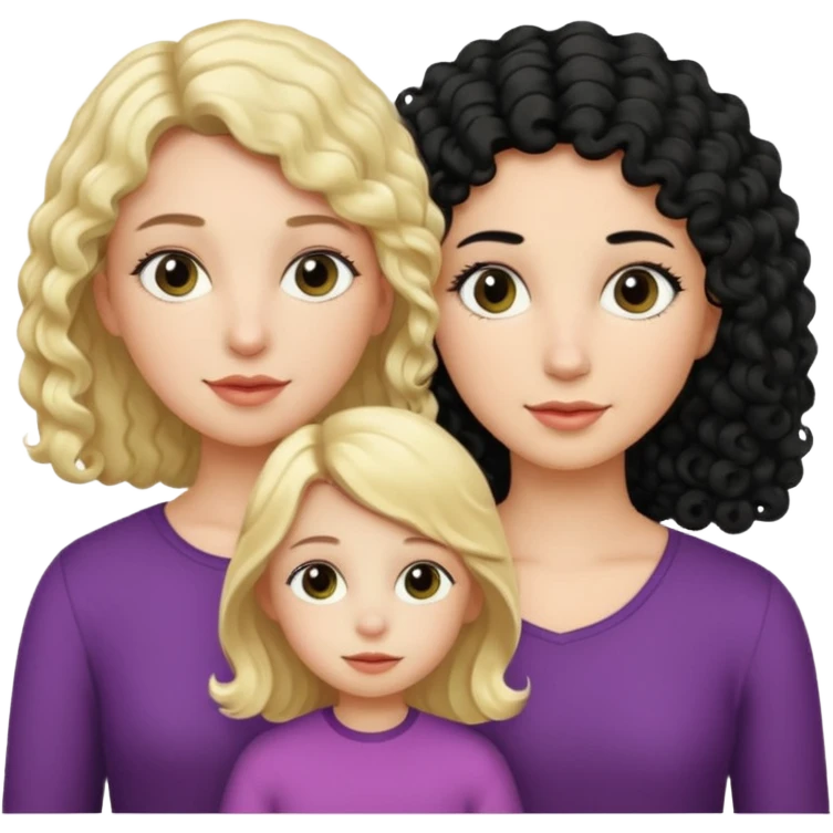 no make the mother have straight blond hair and daughter black culry haikr emoji