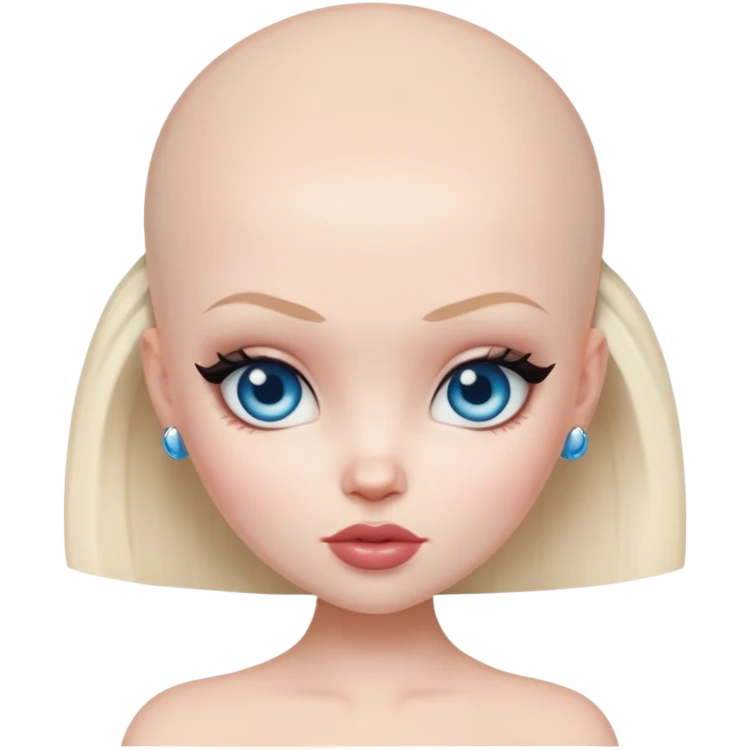 pretty bratz baddie, bald, pale skin, blue eyes emoji