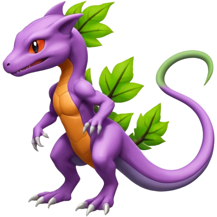 Mewtwo-Salandit-Treecko-Kecleon-Fakémon-Pokémon-hybrid-creature (full body)  emoji