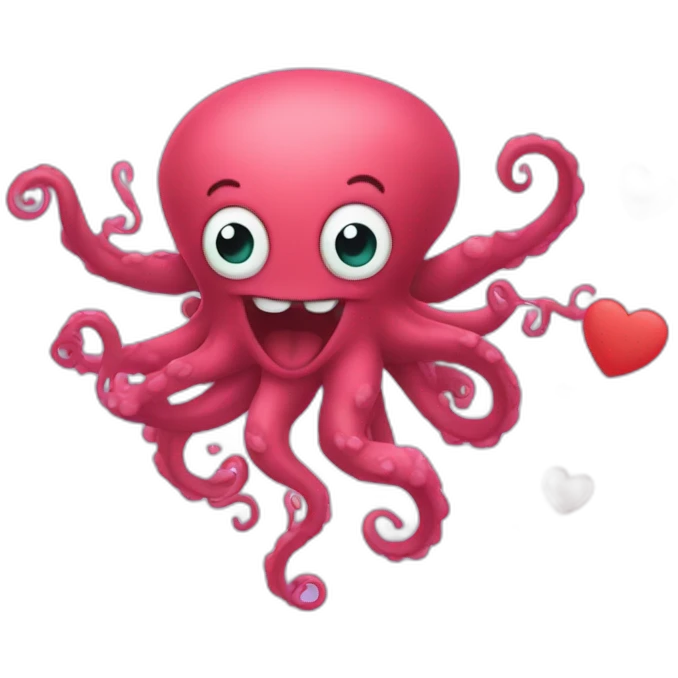 Cute crazy kraken making hearts  emoji