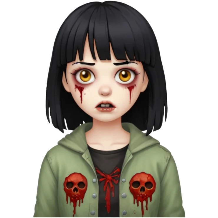 girl zombie with black hair whit bangs emoji