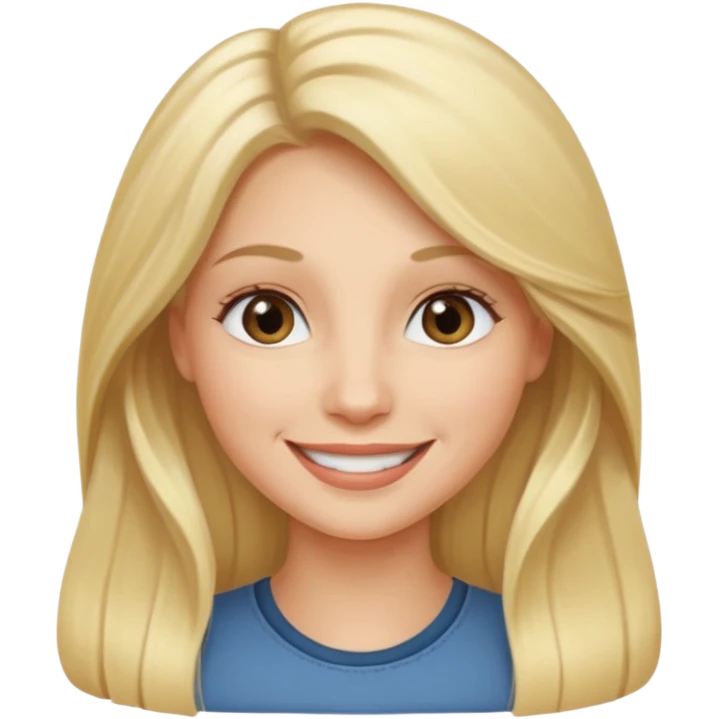 smile and long blonde hair and gray ayes emoji