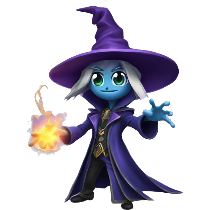 Yu-gi-oh Dark magician casting a spell, iOS emoji style art emoji