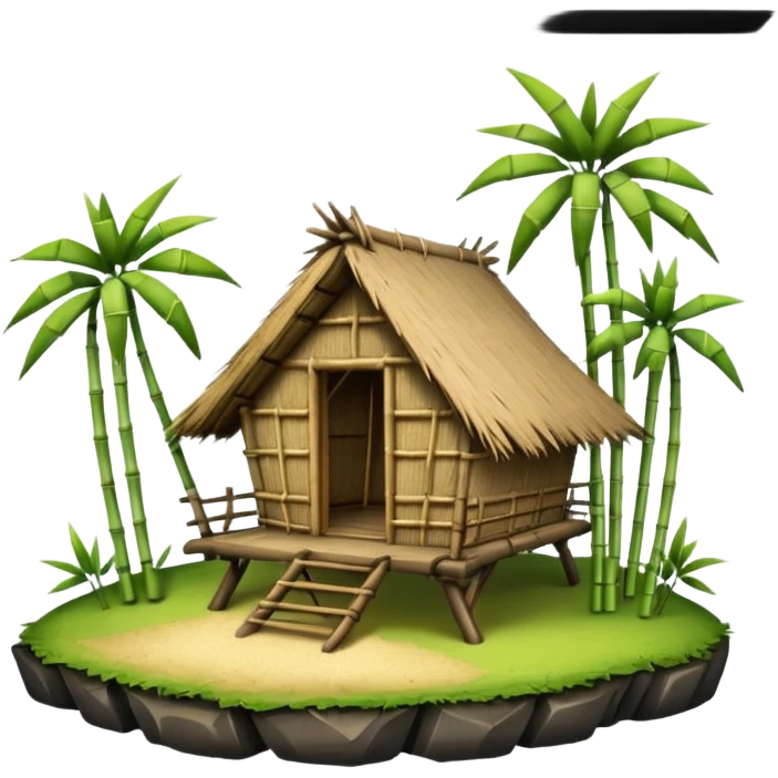 bamboo hut in Volcano Island emoji