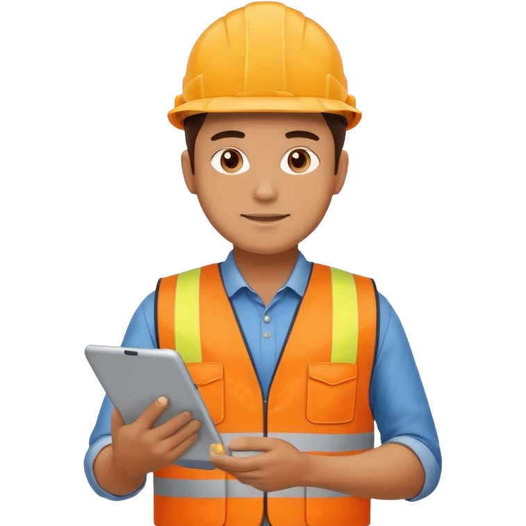 worker man wearing orange west holding a tablet emoji