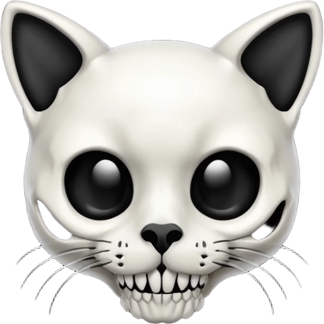 Cute Cat skull black silver  emoji