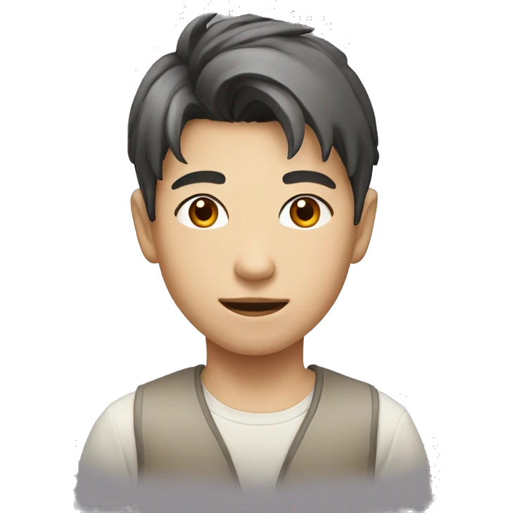 An face of Asian boy with fair skin color and a decent hairstyle  emoji