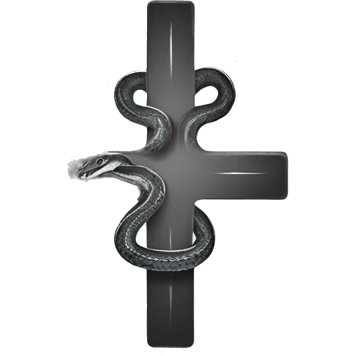 cross, snake, medicinal logo, monochrome emoji