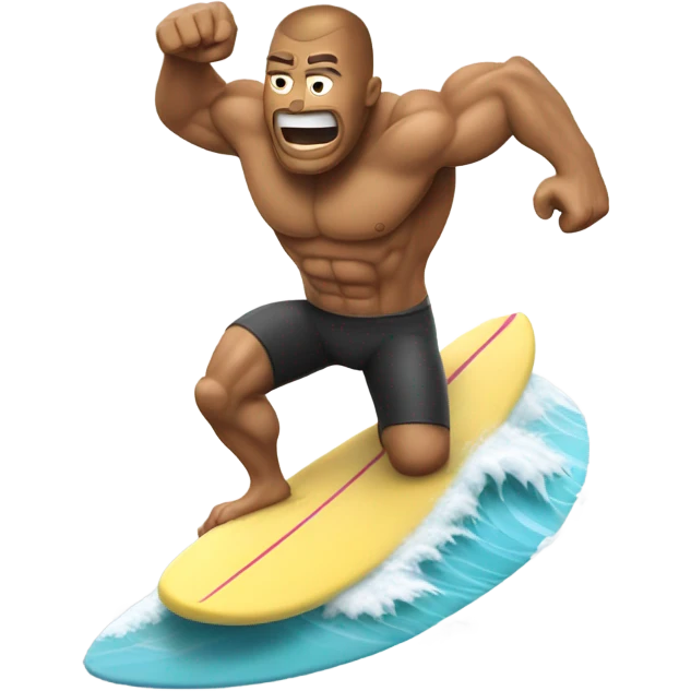 Muscle man riding a surfboard emoji