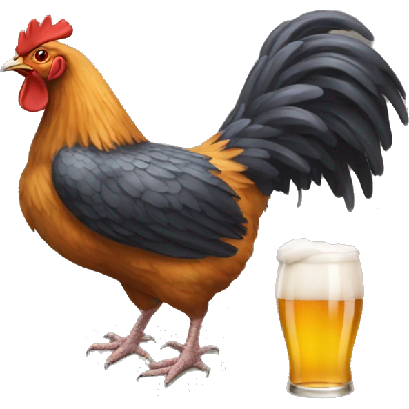 Une poule qui boit une bière emoji