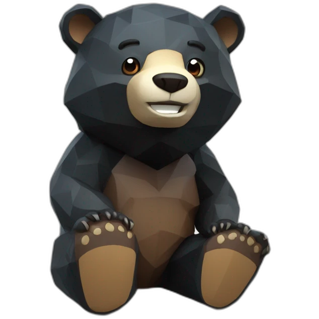 Happy Lowpoly black bear with petrol emoji