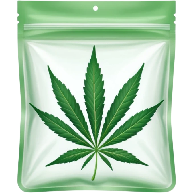 transparent ziplock bag with sativa leaf inside emoji