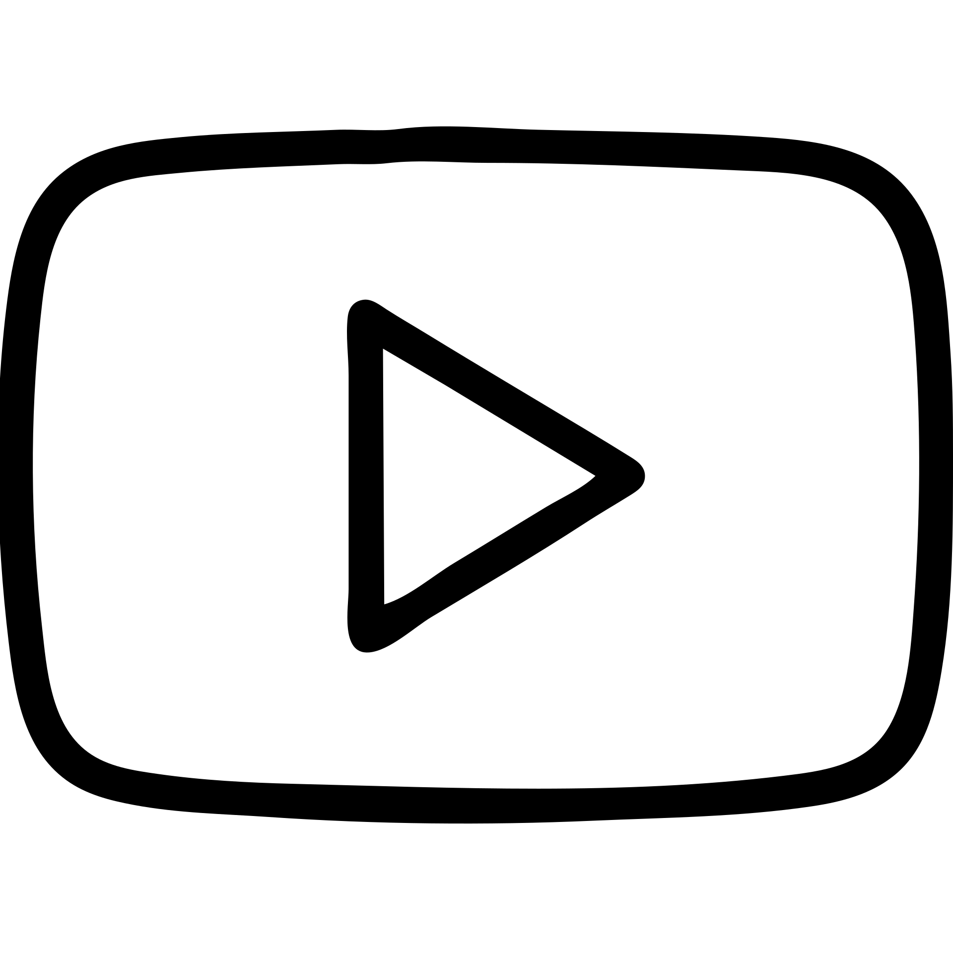 YouTube icon, outlined style, minimal, black and white emoji