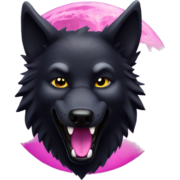 black wolf with maliciously smile at the magenta moon emoji