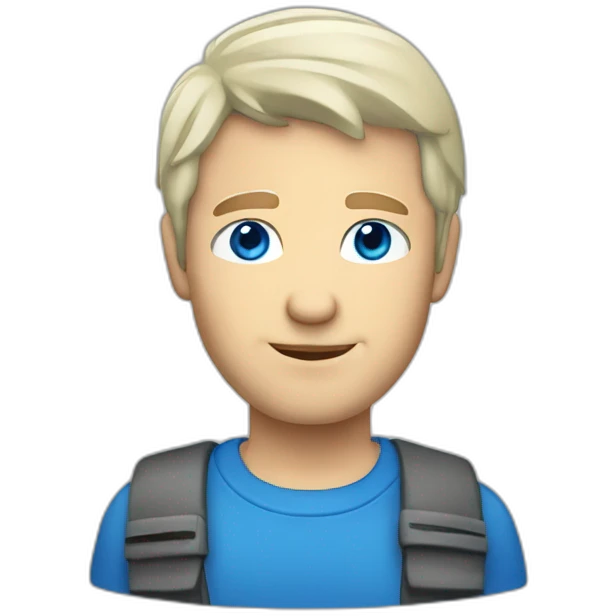 caucasian man with blonde grey hair and blue eyes emoji
