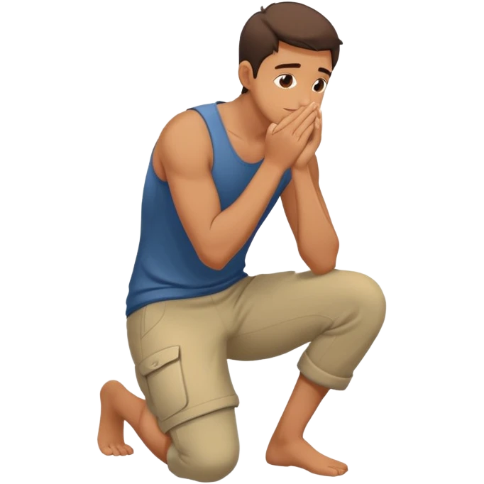 Man kneeling down with hands on face turned sideways emoji