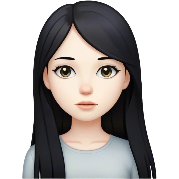 Chica pelinegra con el pelo liso y largo parada quieta emoji