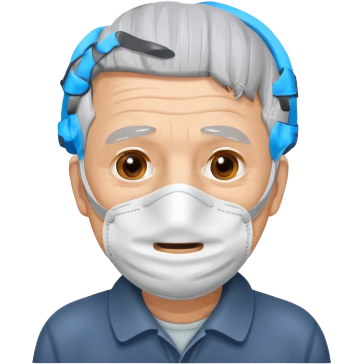 old man with simple emergancy mask  emoji