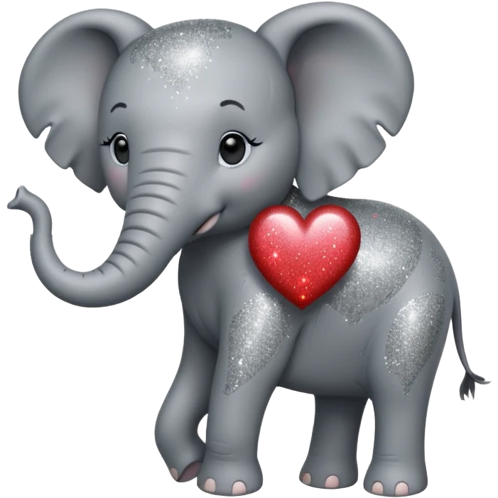 Elephant with glitter heart  emoji