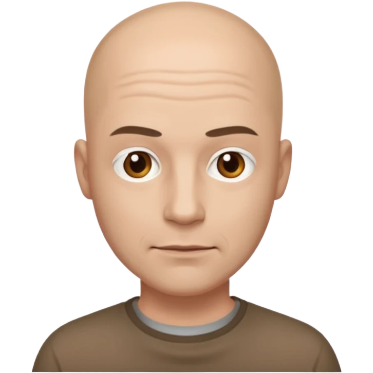 powder white skin bald man brown shirt emoji