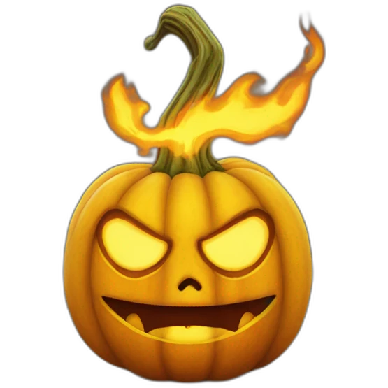 Yellowfire pumpkin head with demon eyes emoji