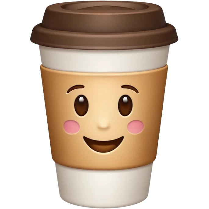 Make a closed coffee to-go cup, more emoji-like, smaller, no emoji or logo in the middle. Use the same colors as the reference image. The style should resemble an emoji style. No background emoji